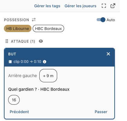 La question « Quel gardien ? · HBC Bordeaux » avec le numéro 16